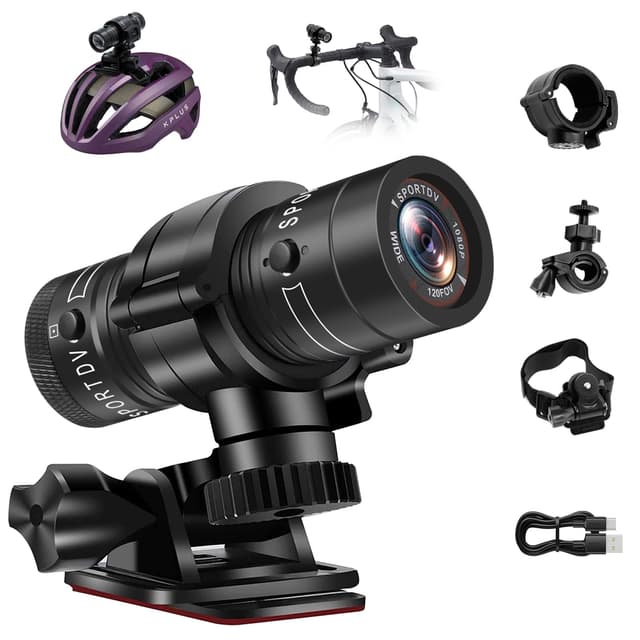 Pudet Luo Action Cam, 1080P HD & 120° Weitwinkel Helmkamera, 1000mAh Hochleistungsakku & IP63 wasserdicht Actionkameras für Fahrrad/Motorrad