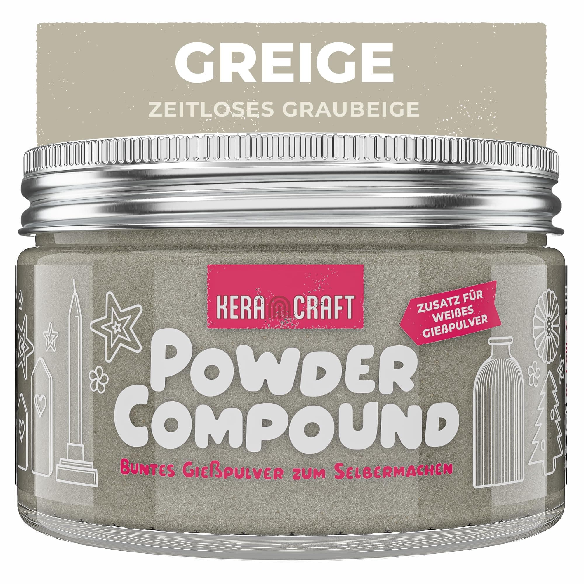 KERACRAFT Powder Compound 150g - Greige - Bis zu 15kg buntes Gießpulver zum Selbermachen