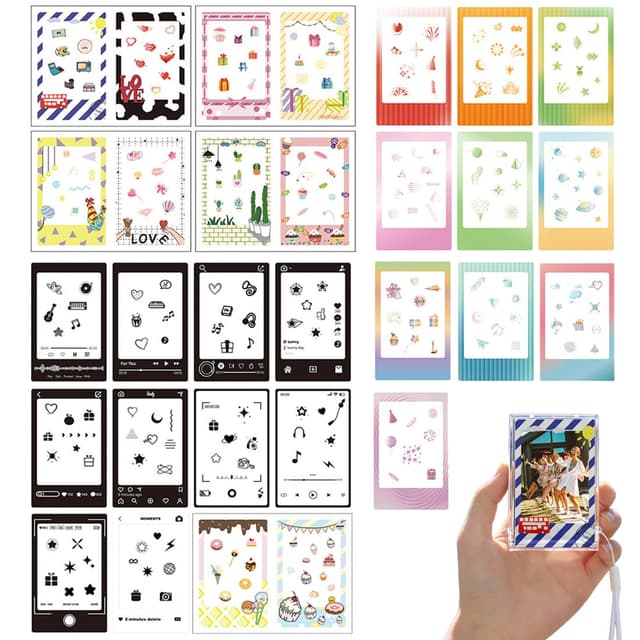 KEWUF 30 Stück Foto-Bordürenaufkleber, Dekorative Aufkleber, Polaroid-Aufkleber, Schöne Mini-Fotofilm-Aufkleber, Kompatibel mit FujiFilm Instax Mini 12/11/9/8/7S/70/40/50S/90 EVO Sofortbildfilm