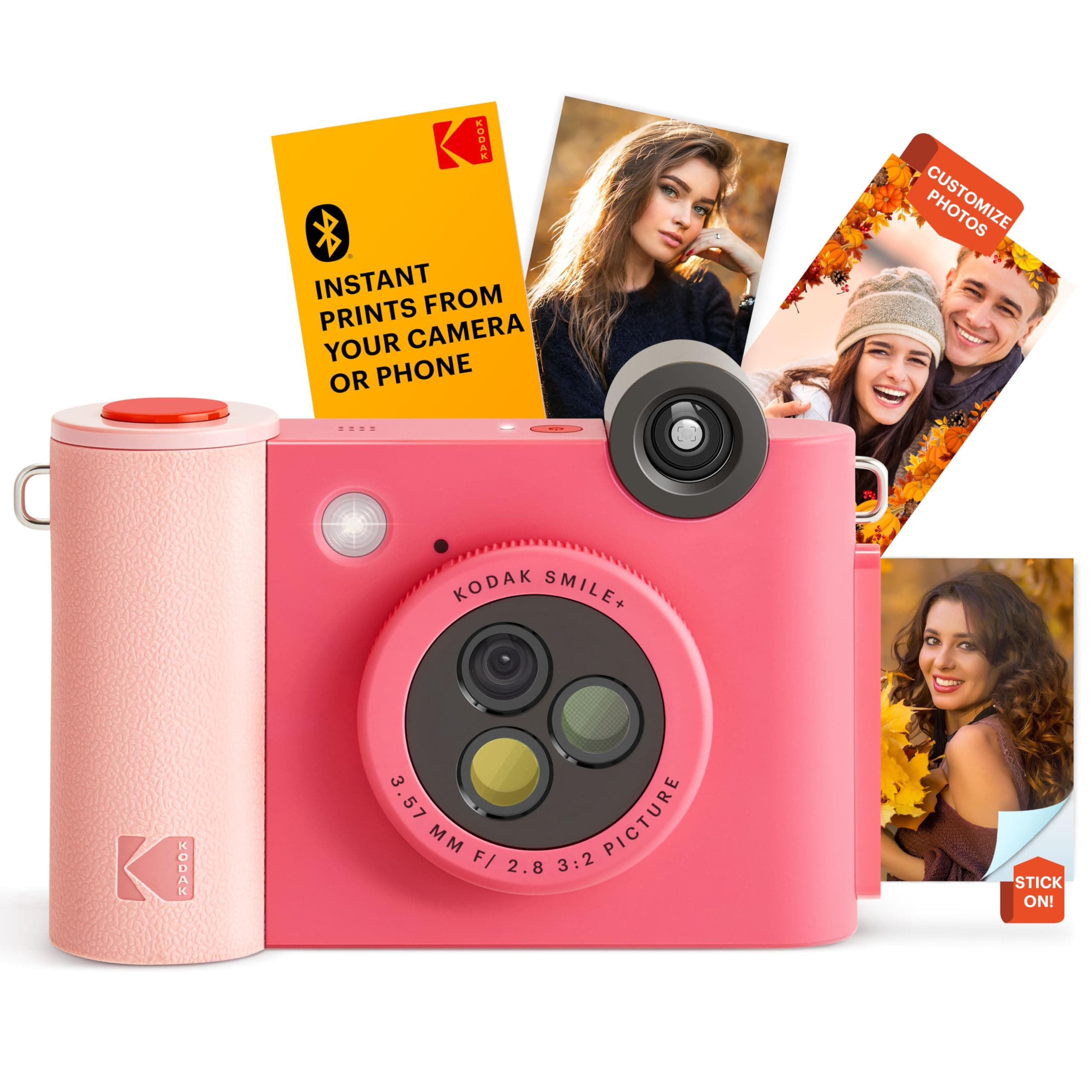 KODAK Smile+ 2-in-1 Digitale Sofortbildkamera & kabelloser Bluetooth-Fotodrucker - 10MP, Spezialeffekt-Drehobjektiv, Zink 2x3” Klebefotos, Drucken über Fun-App von Smart Devices - Fuchsie Kamera Fuchsie