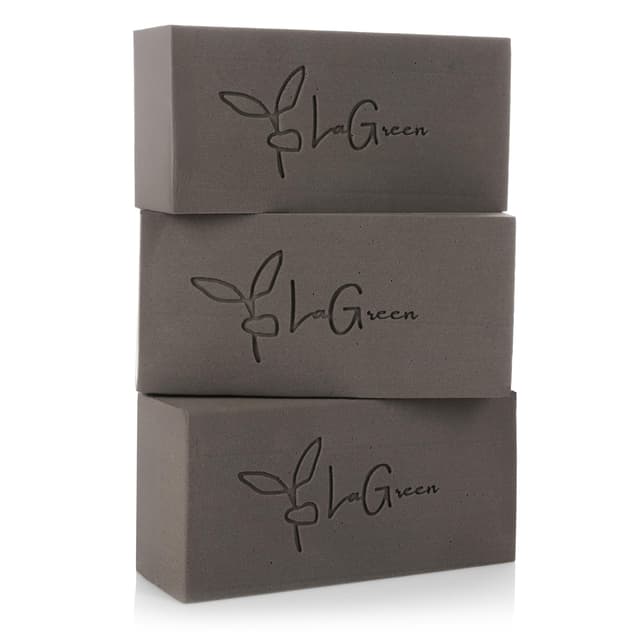 LaGreen Blumensteckschaum 3er Pack - Steckmasse Steckschwamm für Frischblumen, Trockenblumen, Blumengesteck und Adventskranz - 20 x 10 x 7 cm (Grau)