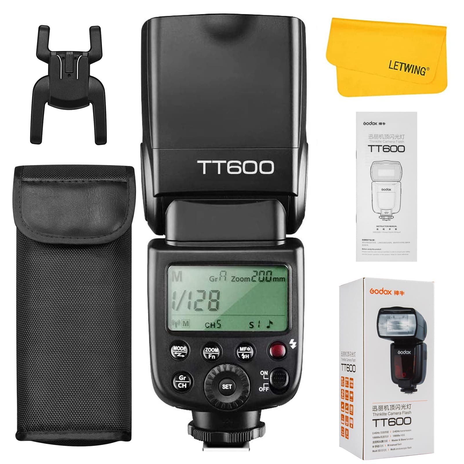 Godox TT600 2.4G Wireless Flash Speedlite Master/Slave Blitz mit integriertem Auslösesystem Kompatibel für Canon Nikon Pentax Olympus Fujifilm Panasonic (TT600)