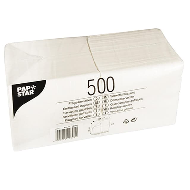 PAPSTAR Servietten, 330 x 330 mm, 1lagig, weiß 12391 Single
