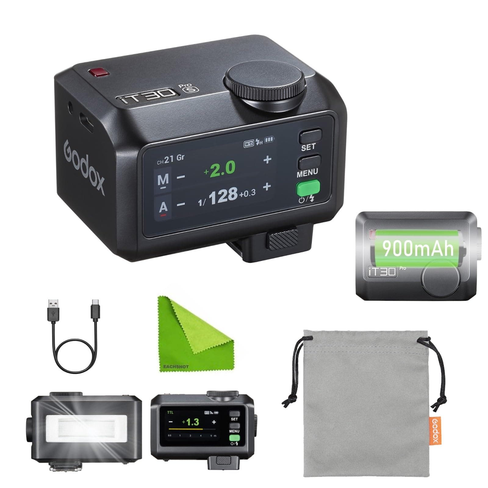 Godox iT30Pro-S iFlash Camera Flash TTL Auto-Exposure Pocket Flash,1/8000s High-Speed Sync mit eingebautem 900-mAh-Akku,Kompatibel mit Sony-Kameras (Schwarz) Sony Schwarz