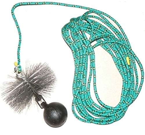 rg-vertrieb Kaminbesen Schornsteinbesen Kehrbesen Zugbesen Rußbesen aus Stahldraht + Zugseil PP-Seil + Zuggewicht 1,9kg Set Größe wählbar (Besen 17,5cm, Zugseil 12m) Besen 17,5cm Zugseil 12m