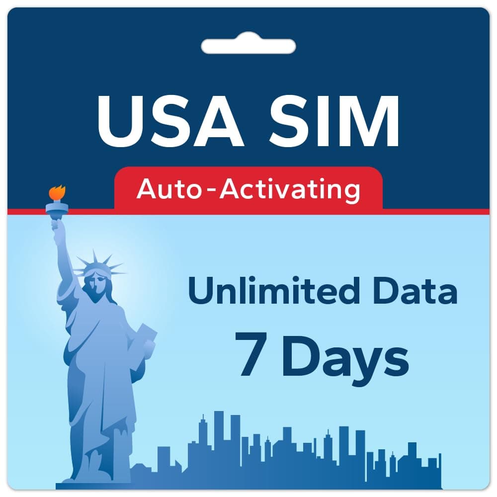 TSIM USA SIM-Karte 7 Tage | Unbegrenzte Daten | Hohe Abdeckung Multi-Operator-5G-Netzwerk | Automatische Aktivierung | Nachfüllbarer Plan | Hotspot erlaubt | Nur Daten