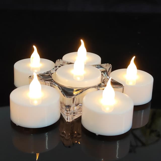 Jialine LED Teelichter 12 Stück Flammenloses batterie kerzen, Elektrische Batterie LED Kerzen,Extra lange Batterie 200+ Stunden für Weihnachten, Warmweiß 12 Stück