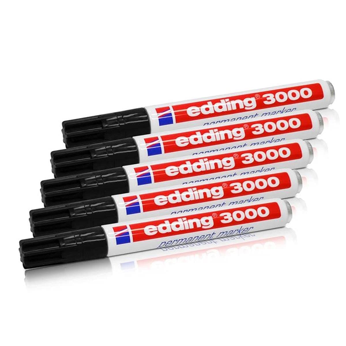 edding Permanentmarker 3000, schwarz, 1,5-3 mm, nachfüllbar, 5er-Pack