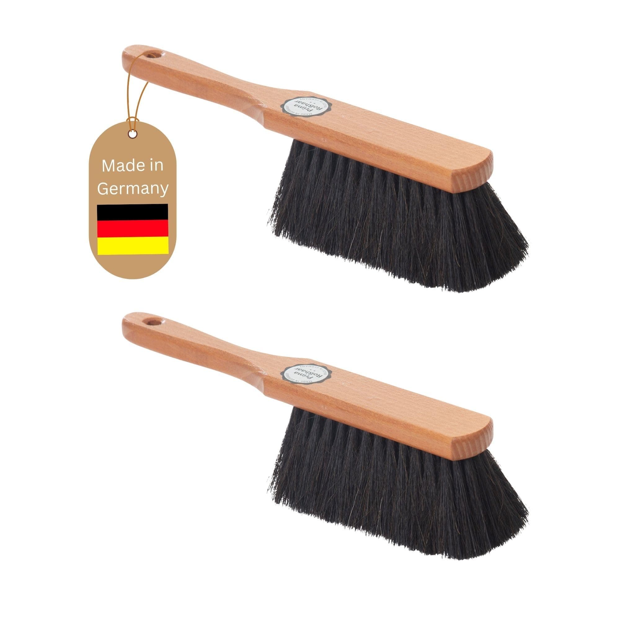 Novaliv 2X Mischung ROSSHAAR Handfeger Set Besen weiche Borsten - Mix Rosshaar Handfeger Auto Besenbürste - Idealer Schneebesen Auto Rosshaarbesen Mix Schrankbesen Naturborsten Hand Brush Handkehrer 2 Handfeger