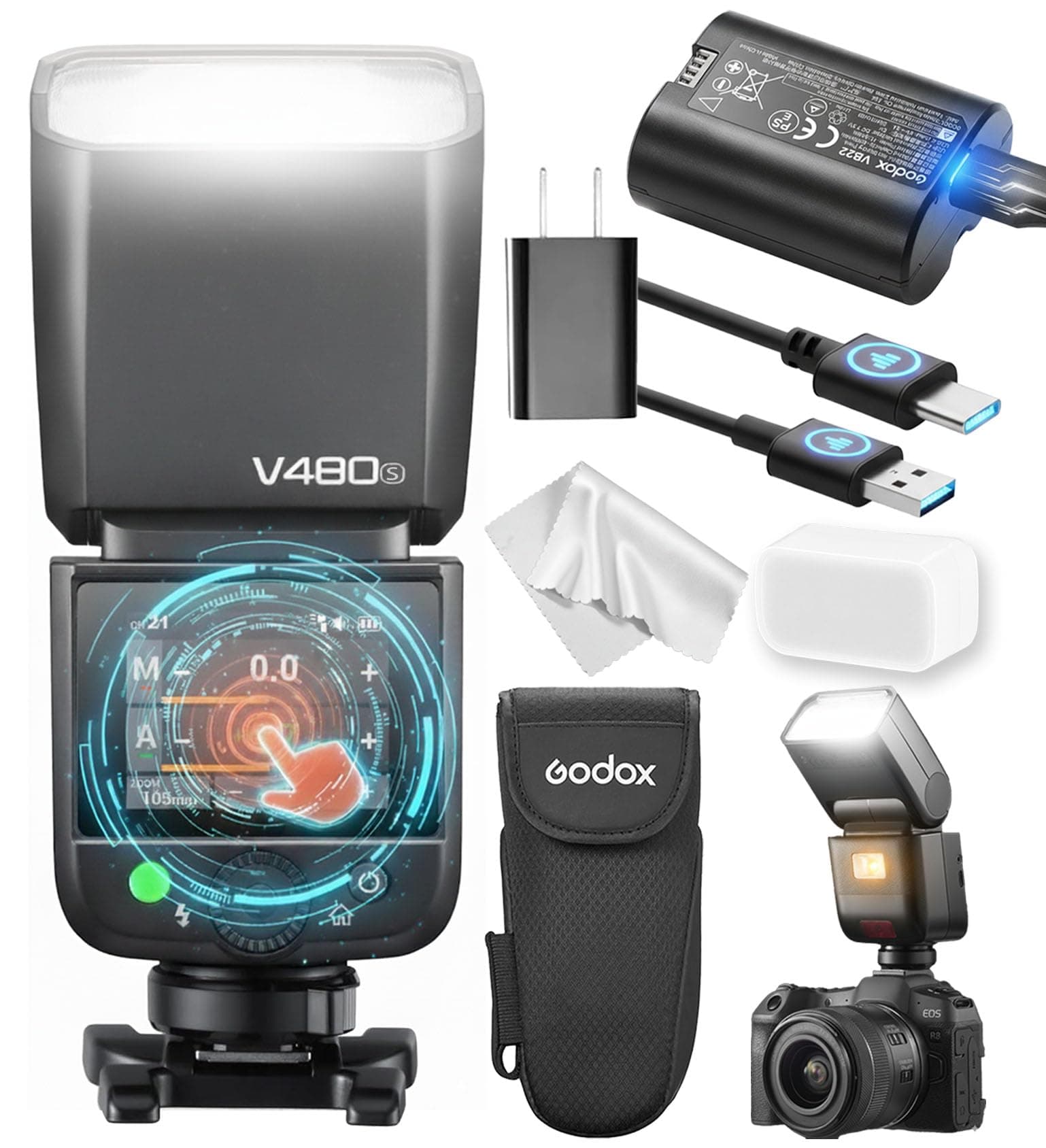 GODOX Blitz V480 S Kamera Flash, V480S Touchscreen Blitzgeräte, TTL HSS 1/8000s Speedlite, Kompatibel mit Sony Alpha A9 III a7III a7CII a7IV a7C a7RV a7 a7SIII a6700 a6400 a6600 ZV-E10 II ZV1 a6100