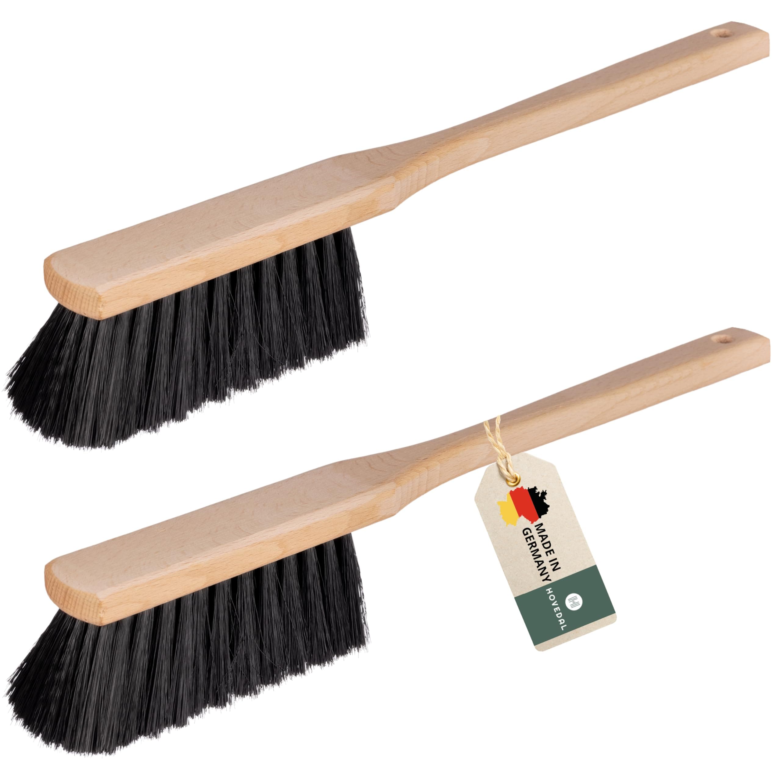 Handfeger Langer Stiel 2er Set, Made in Germany, Handfeger lang, Handbesen mit langem Stiel, Langstiel Handkehrer Handfeger Langstiel Set