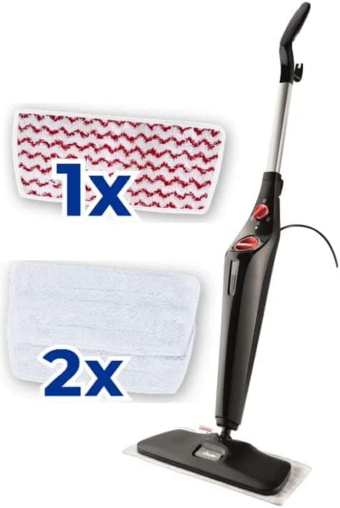 Vileda Steam Plus XXL Dampfreiniger | Hygienischer Bodenreiniger mit PowerPad und 2 Mikrofaserbezügen - Für große Flächen, Fliesen, Laminat & Parkett | Aufheizzeit: 15 Sekunden | Eco-Verpackung Angebot bei HelloDeals