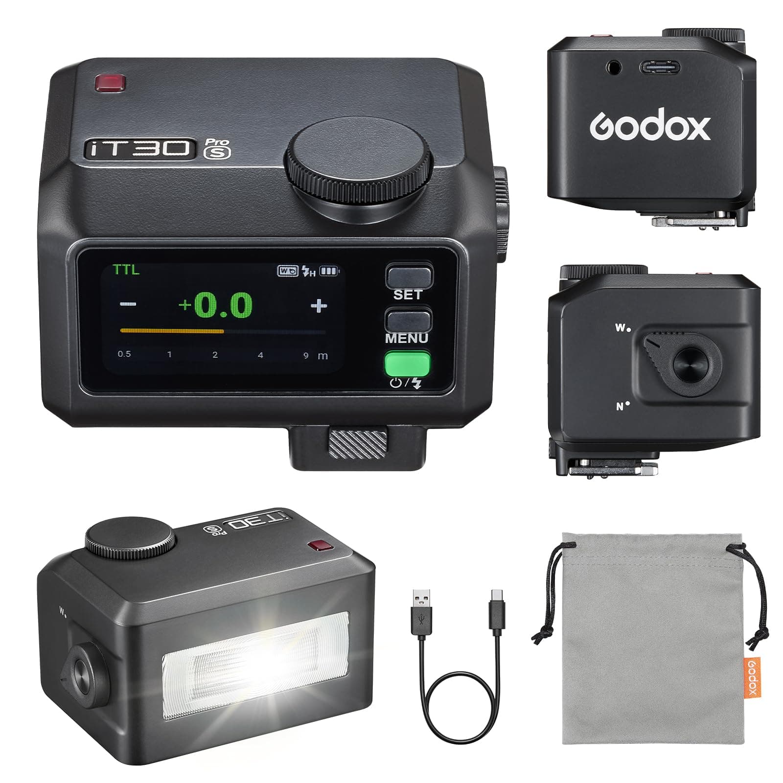 GODOX iT30Pro-S Flash Kamerablitz, TTL Auto-Exposure 2.4GHz System 1/8000s High-Speed Sync Kleinblitz mit Vollfarb-Touchscreen Kompatible mit Sony-Kameras
