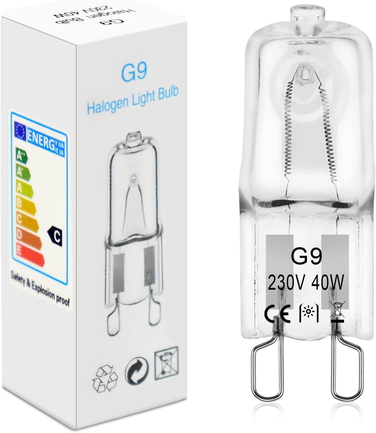 BROTOU 4er Pack G9 Halogenlampen, G9 Halogen Leuchtmittel 40W 230V 2800K Dimmbare Halogen Glühbirnen für Backofenlampe Mikrowellen Herd Deckenleuchten 4er-40w