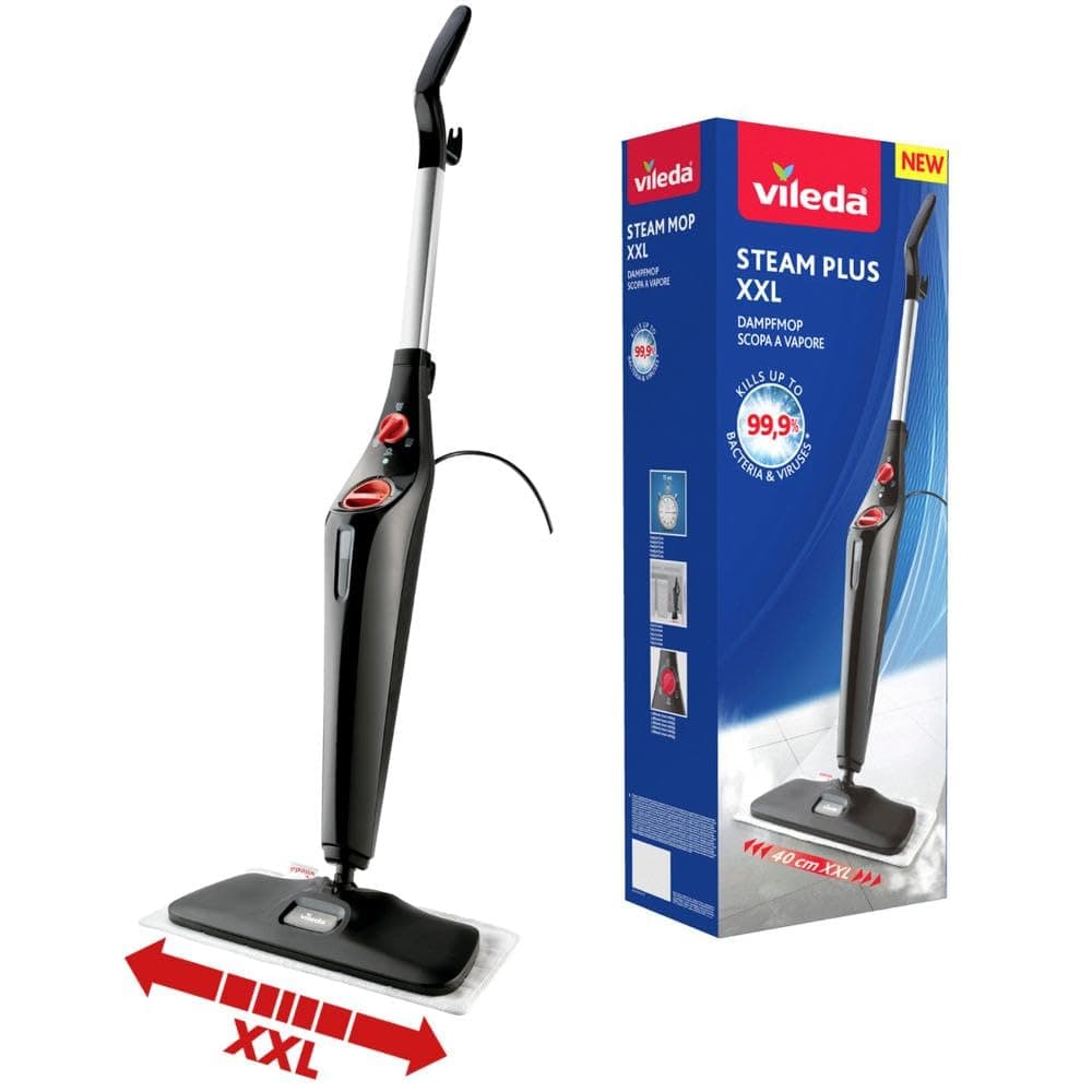 Vileda Steam PLUS XXL Dampfreiniger, für alle Böden, ideal für Teppiche, breit (Neue) Steam PLUS XXL Dampfreiniger Angebot bei HelloDeals