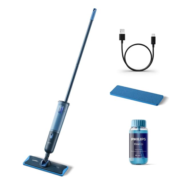 Philips OneUp 3000 Series elektrischer Wischmopp - 2X sauberere Böden², 2X schnelleres Wischen, kabellos mit 360° Drehgelenk, waschbare Wiederverwendbare Pads, langanhaltender Akku (XV3101/01) 3000 Series, 1 Feuchtigkeitseinstellung