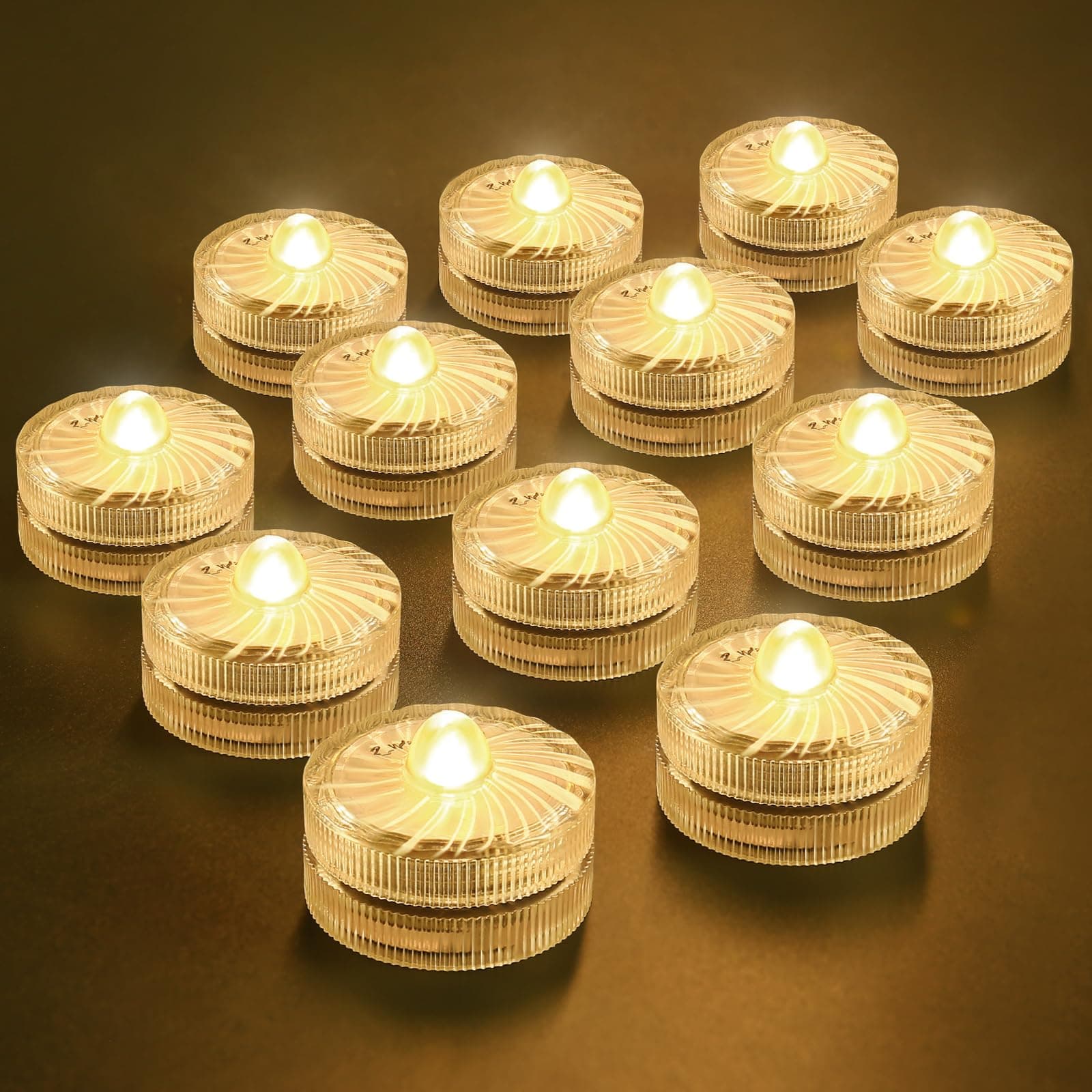HL Flammenlose LED Kerzen Teelichter, Mini Unterwasser Licht, 100 Stunden LED Teichbeleuchtung Dekolichter für Teich, Pool, Aquarium, Vase, Badewanne, Spa, Party, Festival(12 Stück, Warmes Weiß) Warmweiß Angebot bei HelloDeals