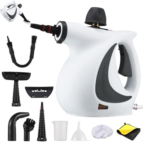 Dampfreiniger Red Hut, Red Hut Steam Cleaner Mobile, Handdampfreiniger, 3.2 Bar Steam Pressure 1050 W Steam Cleaner for All Floors,Chemical-Free,With 9 Attachments (Grau)