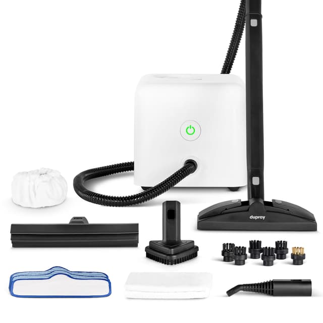 Dupray Neat Dampfreiniger – leistungsstarker Multifunktions-Dampfreiniger für Haus, Böden, Fliesen, Fugen, Möbel, Matratzen, Fenster, Autos & mehr (Neat + 17 Zubehörteile) Neat Nettoyeur Vapeur