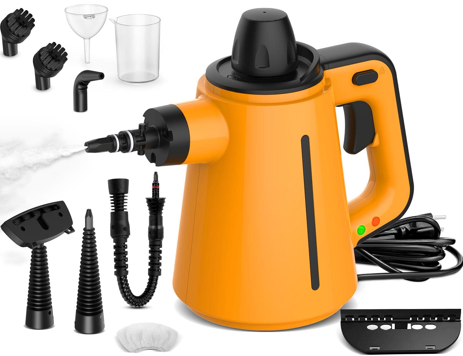 Dampfreiniger, Steam Cleaner mit 10 Aufsätzen, 3,5 Bar Dampfdruck 380ML 1050 W Handdampfreiniger für Fliesenfugen, Polstermöbel und Autopflege, Dampfkraft entfernt Schmutz und Fett portable
