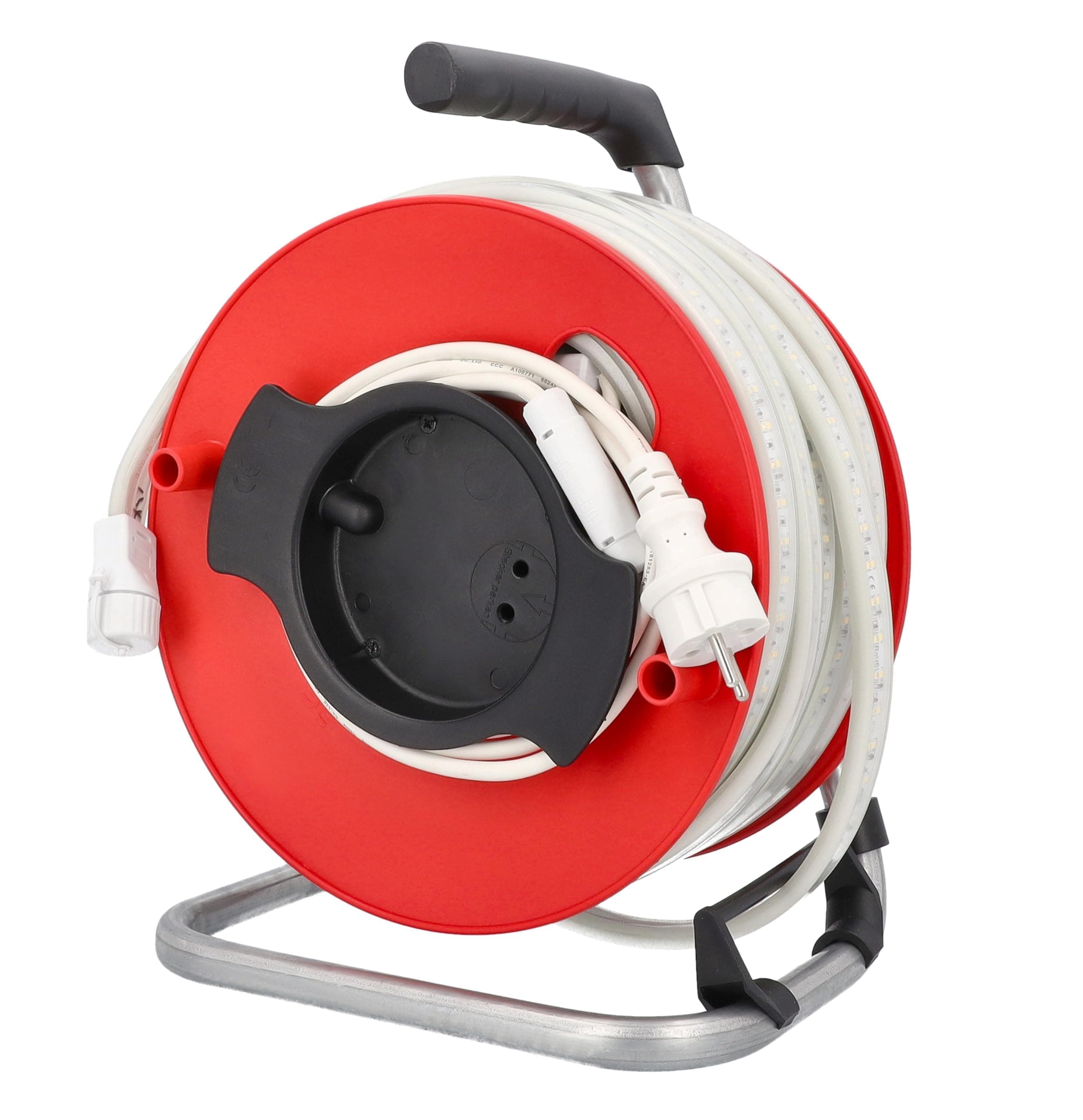 as – Schwabe LED Lichtband 25 m - Streifen Baustrahler 300W, 37.500 Lumen - langlebige LEDs - 120° Abstrahlwinkel - 10 Min Nachleuchtzeit - Lichtbandtrommel mit Befestigungsmaterial - IP65, 46714 25 m LED Lichtbandtrommel