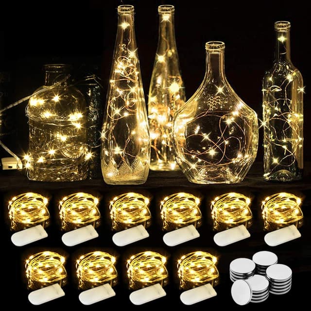 WEARXI Lichterkette Batterie, 10 Stück 2M 20 Mini LED Mit Batterie, Innen, Batteriebetrieben für Zimmer Deko, Hochzeitsdeko, Weihnachtsdeko