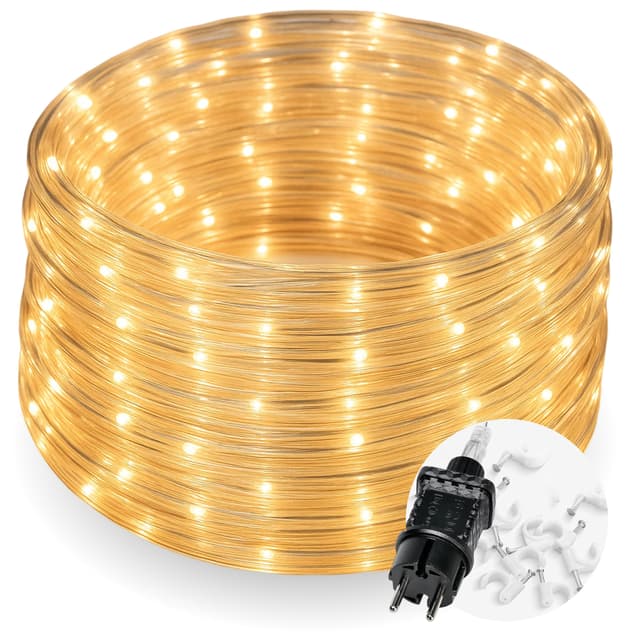 CozyHome Lichterschlauch aussen 200 LED - 8 Modi & Timer - 12m mit Stecker Strombetrieben Warmweiß I Lichtschlauch außen Schlauchlichterkette für outdoor 10m Leuchtschlauch Lichterkette Lichtschläuche