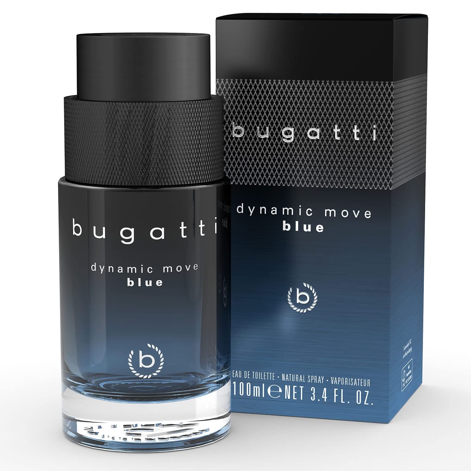 Bugatti Parfüm 100ml I Zitrisch-aromatisches Eau de Toilette I Herren-Duft mit belebender Kombination aus Lavendel, Zitrone & Moschus I Dynamic I Move I Blue I maritim, frisch & sinnlich-warm