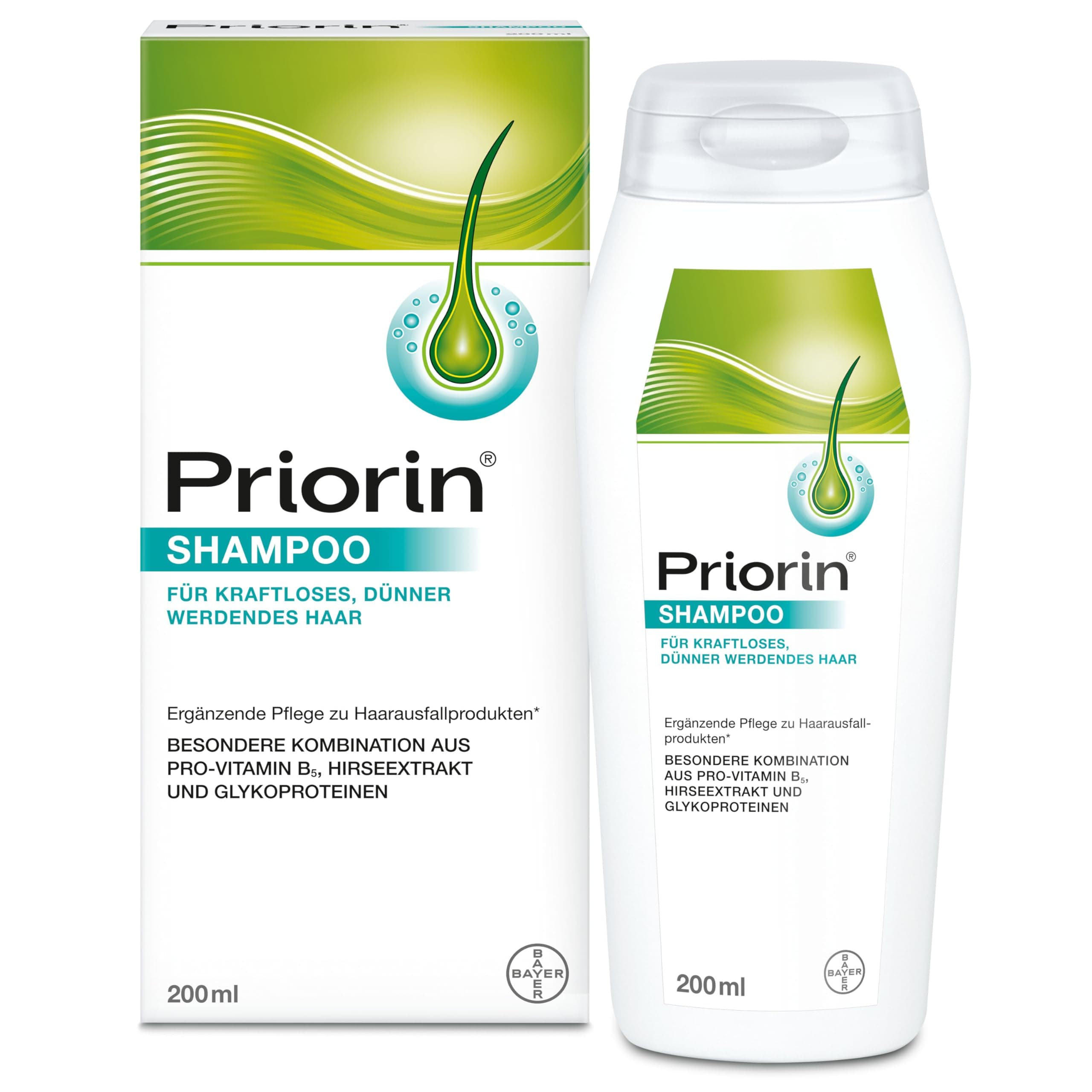 Priorin Shampoo - Haarshampoo zur Stärkung der Haare - ergänzende Pflege für kraftloses, dünner werdendes Haar - paraben- und farbstoffrei - 1 x 200 ml
