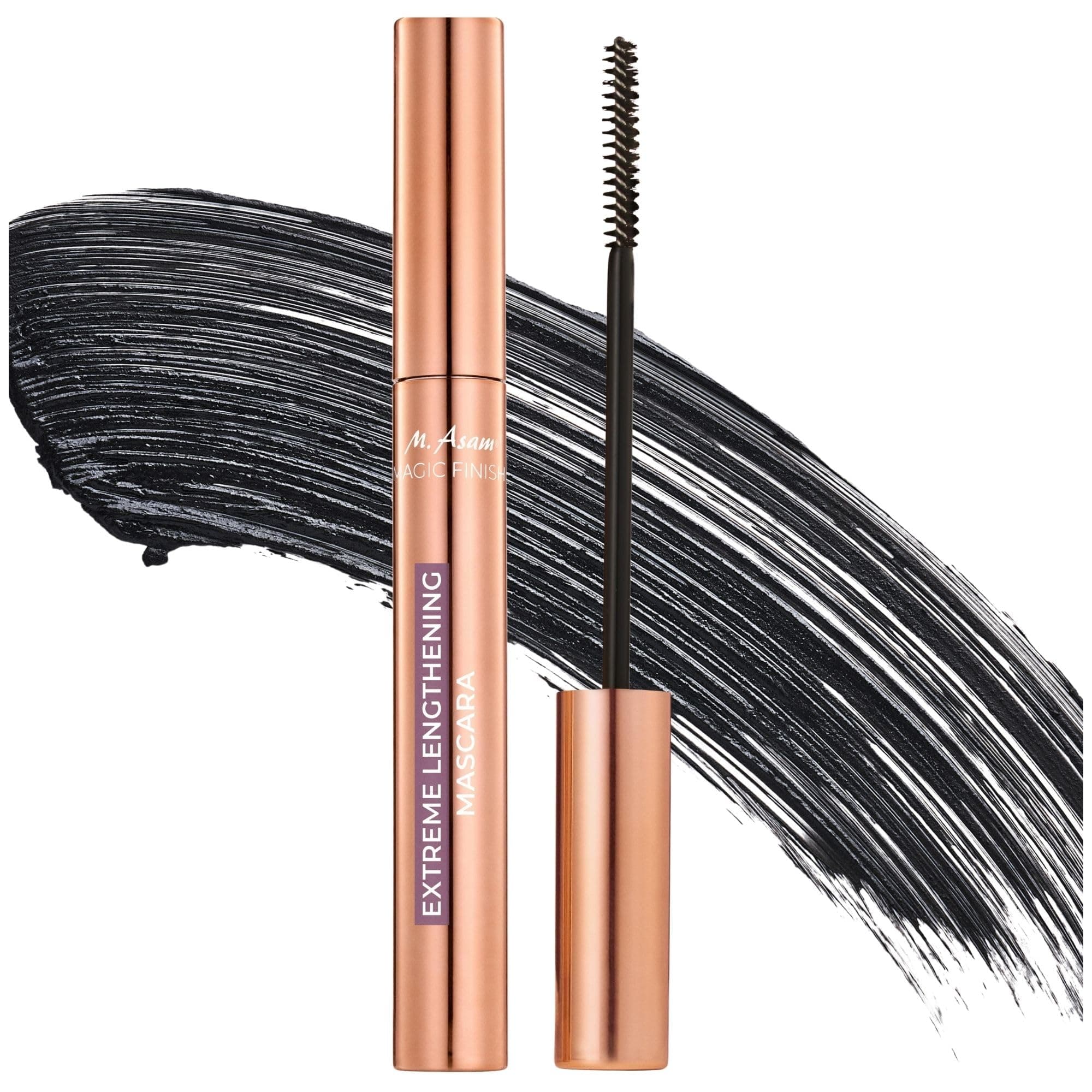 M. Asam MAGIC FINISH Extreme Lengthening Mascara Deep Black (7ml) – Wimperntusche für Extreme Verlängerung & Definition, im Schwarz mit Skinny Brush, für Lange Wimpern