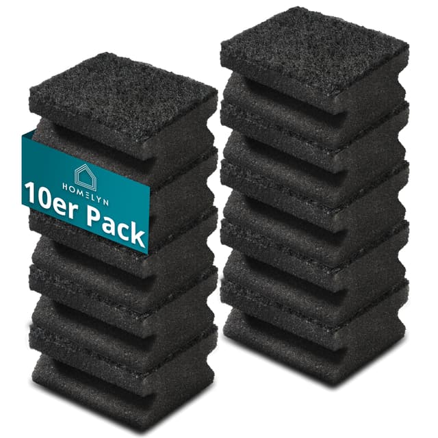 HOMELYN Spülschwämme 10er Pack, 4x7x9 cm I Schwarz I Zweilagig, Weiche Seite & Scheuerseite I Für Töpfe, Pfannen & Geschirr I Küchenhelfer I Reinigungsschwamm I Küchenschwamm I Putzschwamm