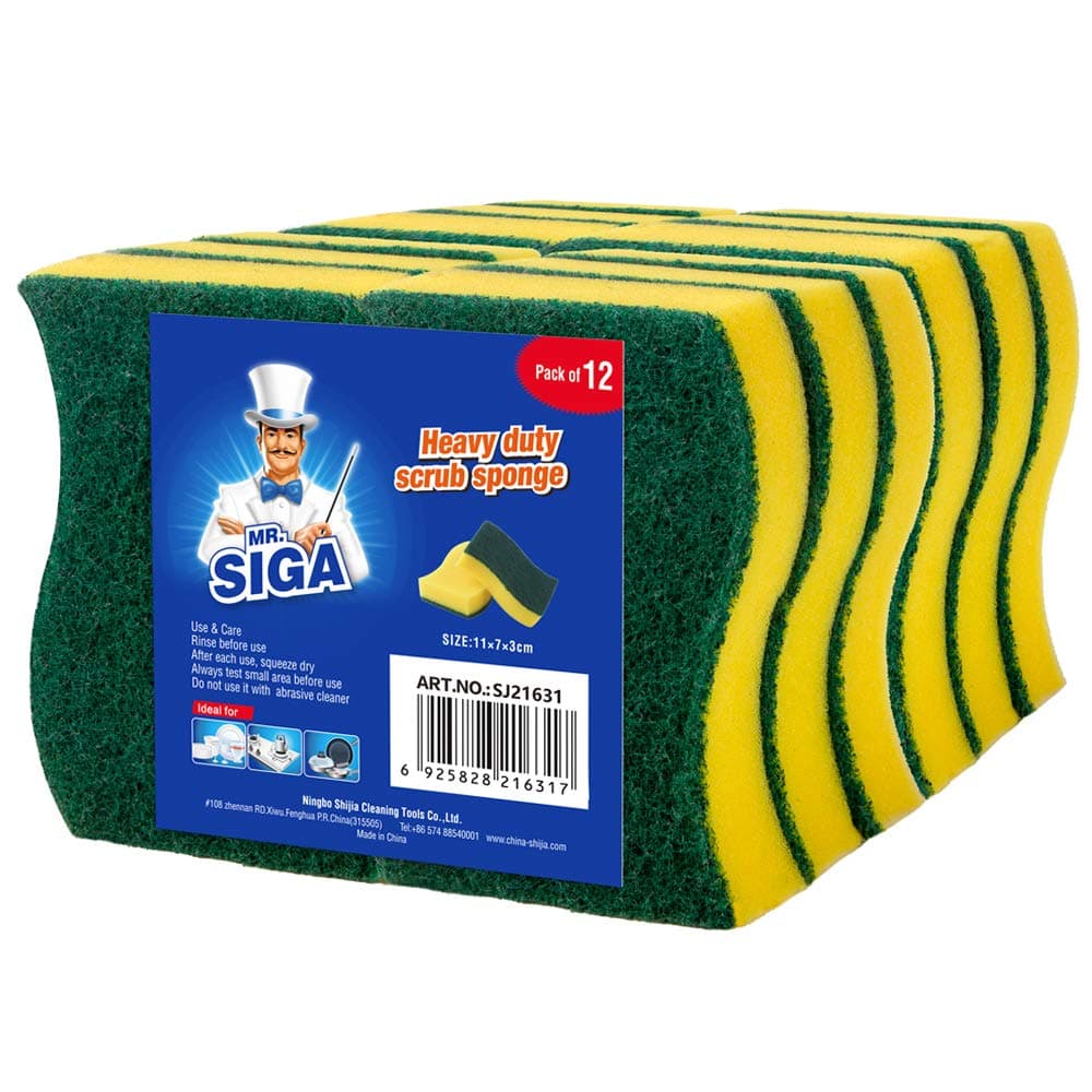 MR.SIGA Putzschwamm Spülschwamm Küchenschwamm Zweiseitig Reinigungsschwamm Fleckenentferner Pad, 12 Stück, Größe: 11 x 7 x 3cm pkg of 12