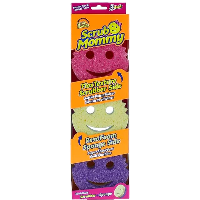 Scrub Daddy Scrub Mommy Putzschwamm, Topfreiniger Küchenschwämme, Putzmittel mit Texturveränderung, kratzfreier Spülschwamm, geruchsresistenter Smiley Schwamm, Geschirrschwamm - 3er Pack Assortiert 3er Pack Scrub Mama