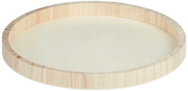 Rayher 62731000 Holz-Schale zum Dekorieren, 30 cm ø, Randhöhe ca. 2,5 cm, Bodenstärke ca. 2 – 3 mm, Holztablett rund, Natur