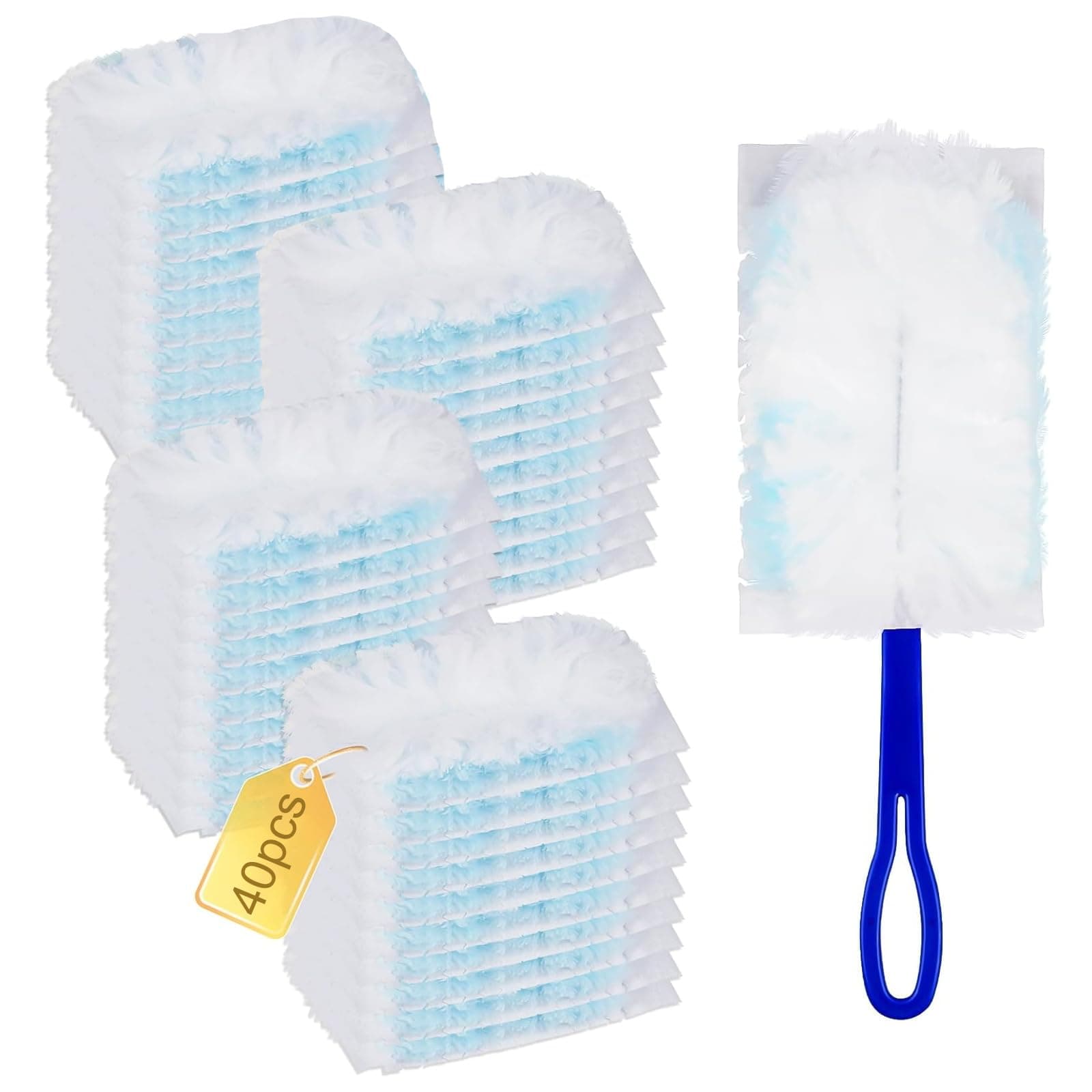 40 Stück Staubmagnet Staubwedel Mikrofaser Staubwedel Nachfüllpack mit 1 Handgriff Gegen Staub Staubtücher Elektrostatisch Duster Nachfüllung für Tierhaare Staub Schmutz