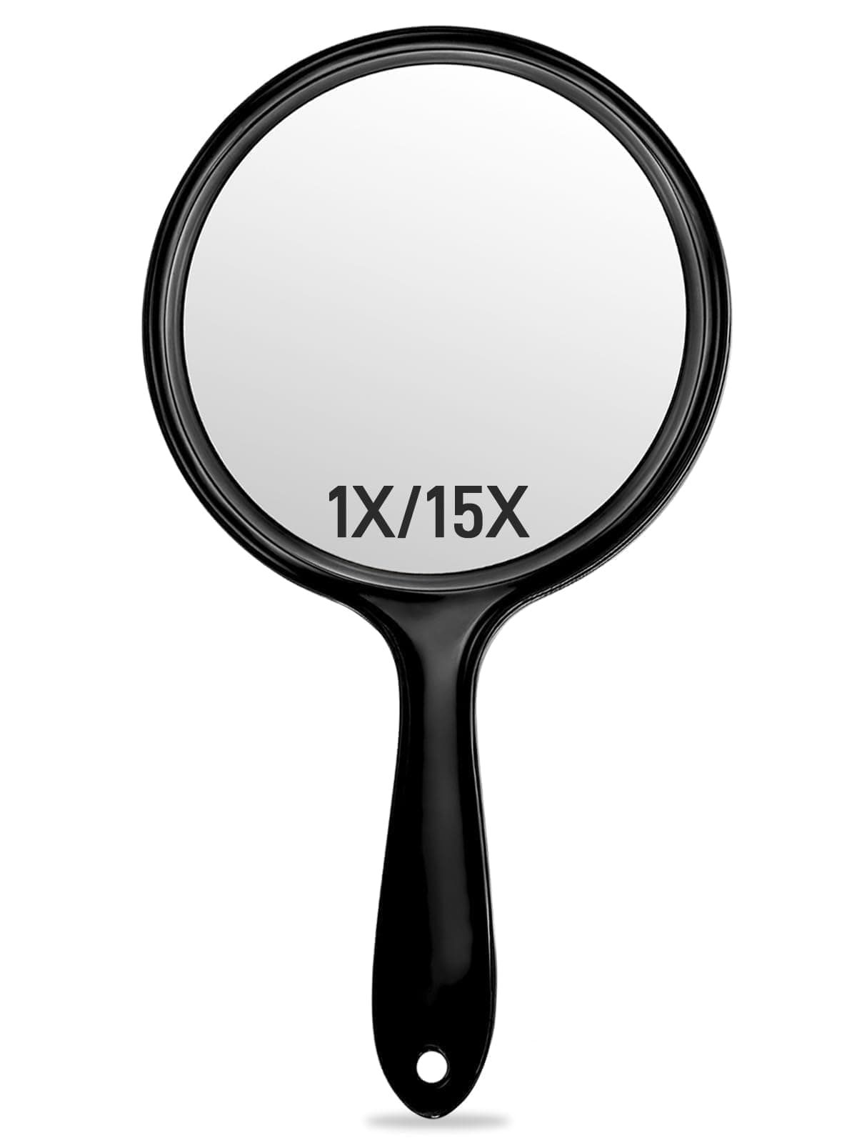 OMIRO Handspiegel, Doppelseitiger Handspiegel mit 1X/15X Vergrößerung und Griff (Transparent Schwarz) Transparent Schwarz-1x/15x