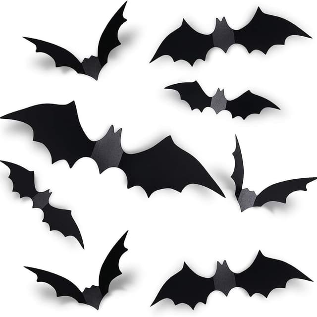 60 Stück Halloween Deko,Fledermaus Deko,Halloween Fledermaus,Fledermäuse 3d Decoration,Indoor Dekoration-Fledermausspinne,3D-Fledermaus-Dekoration Aufkleber,Batman Diy Decor,Decorations