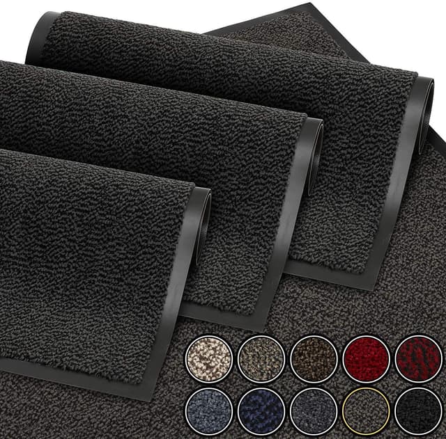 GadHome Fußmatte Schwarz Anthrazit 40x60 cm |Eingangstürmatte wasserdicht waschbar strapazierfähiger Schmutzfänger | Rutschfester Schmutzfängerfußmatte für Haustür, Flur, Eingang, Küche, Schlafzimmer 40 x 60 Schwarz Anthrazit