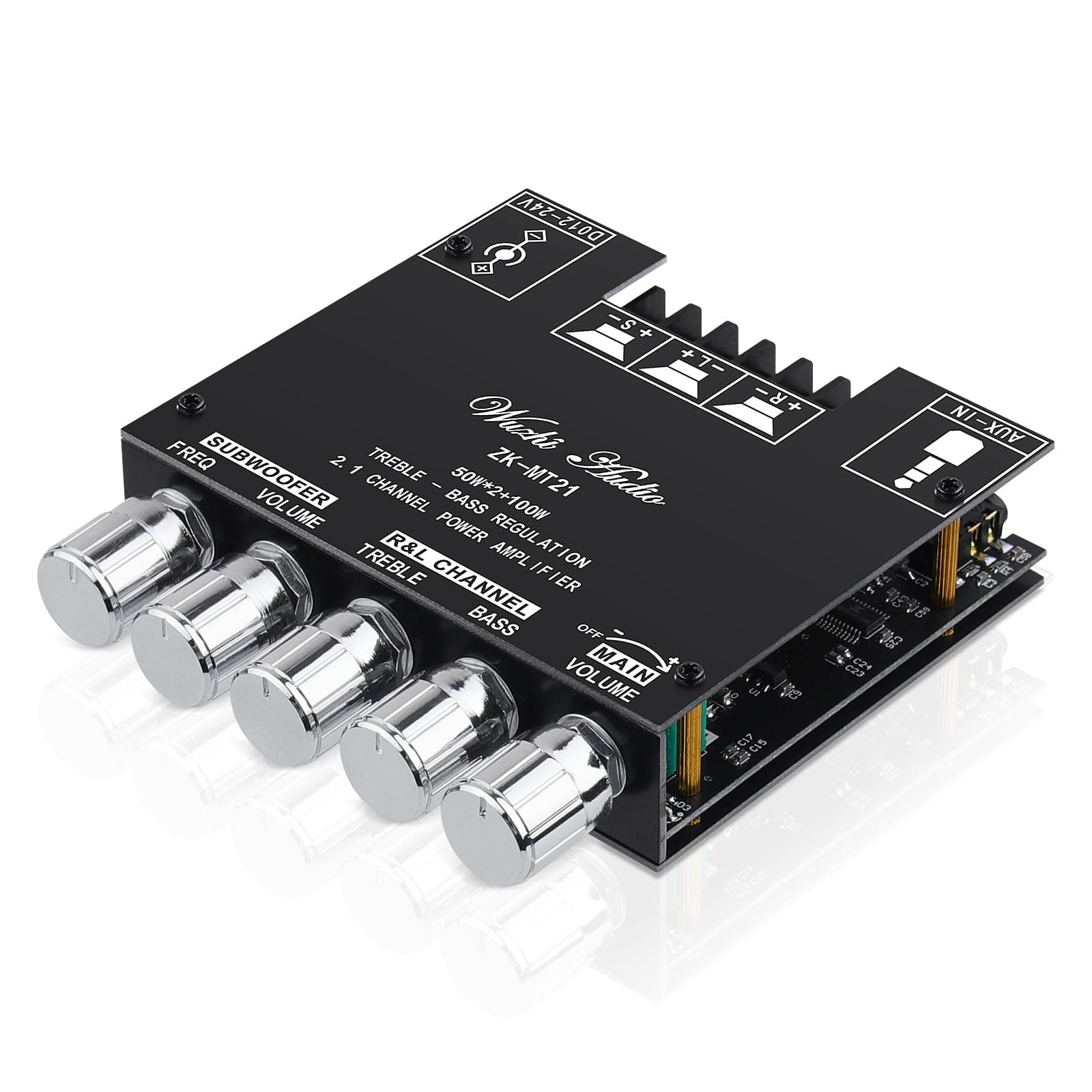 Bluetooth HiFi-Verstärker ZK-MT21 2.1 Kanäle Mini Stereo-Audioverstärker 50W x 2 +100W Class D Digitale Power Ampfilier-Empfänger mit BT AUX-Eingang, DC 12-24V für Passiv-Lautsprecher Angebot bei HelloDeals