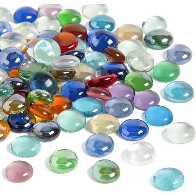 HAKACC Bunte Glassteine & Muggelsteine 200-220 Stück 900g|15-20mm Farbige Glasnuggets für Aquarium, Vasenfüller, Hydrokultur & Deko|Hochwertige Mischfarben Ziersteine, Ideal für DIY-Projekte Mehrfarbig