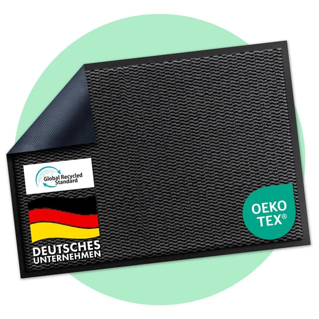 Floordirekt Premium Fußmatte für Eingangsbereich, 80x120cm Anthrazit, Schmutzfangmatte für Innen und Außen, rutschfest & waschbar, Sauberlaufmatte für Flur, Teppich für Haustür, Sky Novo 80 x 120 cm Anthrazit