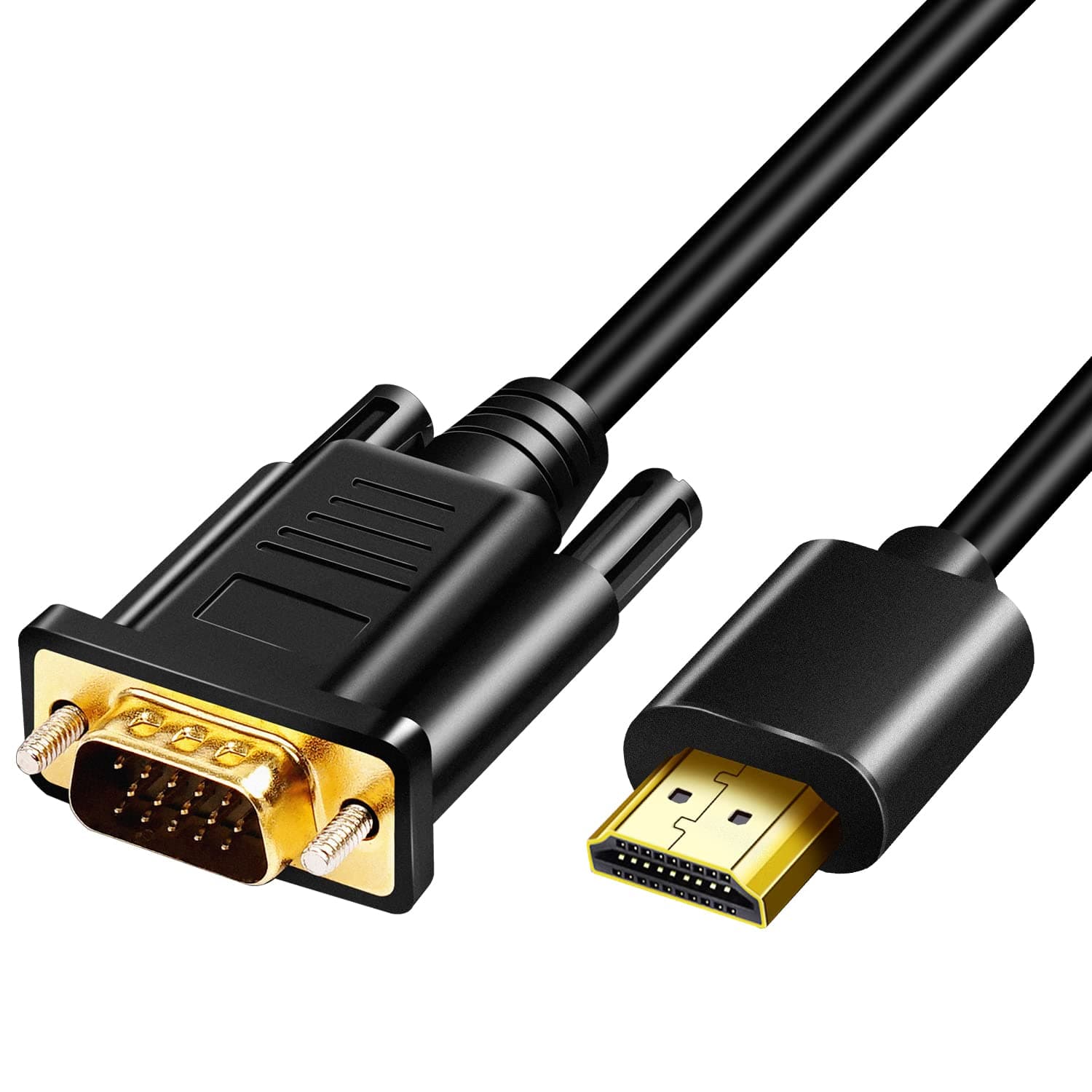 HDMI auf VGA Stecker auf Stecker, Full HD 1080P HDMI auf VGA Kabel, SVGA Konverter mit vergoldeten Anschlüssen für Desktop, Projektor, HDTV, Raspberry Pi, Xbox usw (1m)( PleaseNote:HDMIPorttoVGAPort)