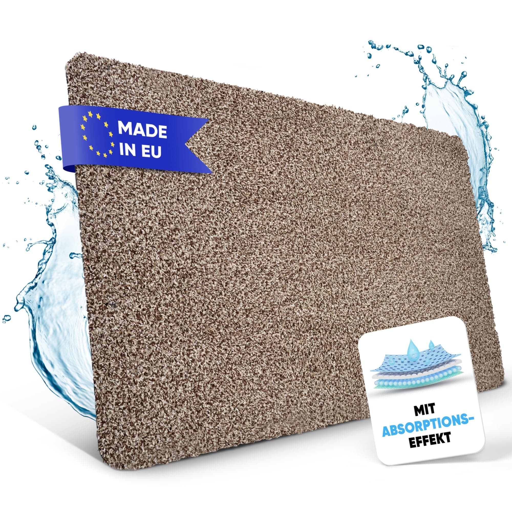 Entrando Fussmatte 40x60 cm - innen und aussen - Baumwolle - rutschfest, waschbar, robust - passt unter der Tür - für Haustür oder überdachten Eingang, Terrasse, Balkon (Beige) Beige 40 x 60 cm