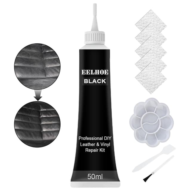 TaimeiMao Leder Reparatur Set,50 ml Lederreparatur Creme,Leder-Restaurator,Lederreparatur Füller,für Leder Restaurierung Risse Löcher,Sofas,Schuhe,Verschleiß Kunstleder Reparatur. Schwarz-A
