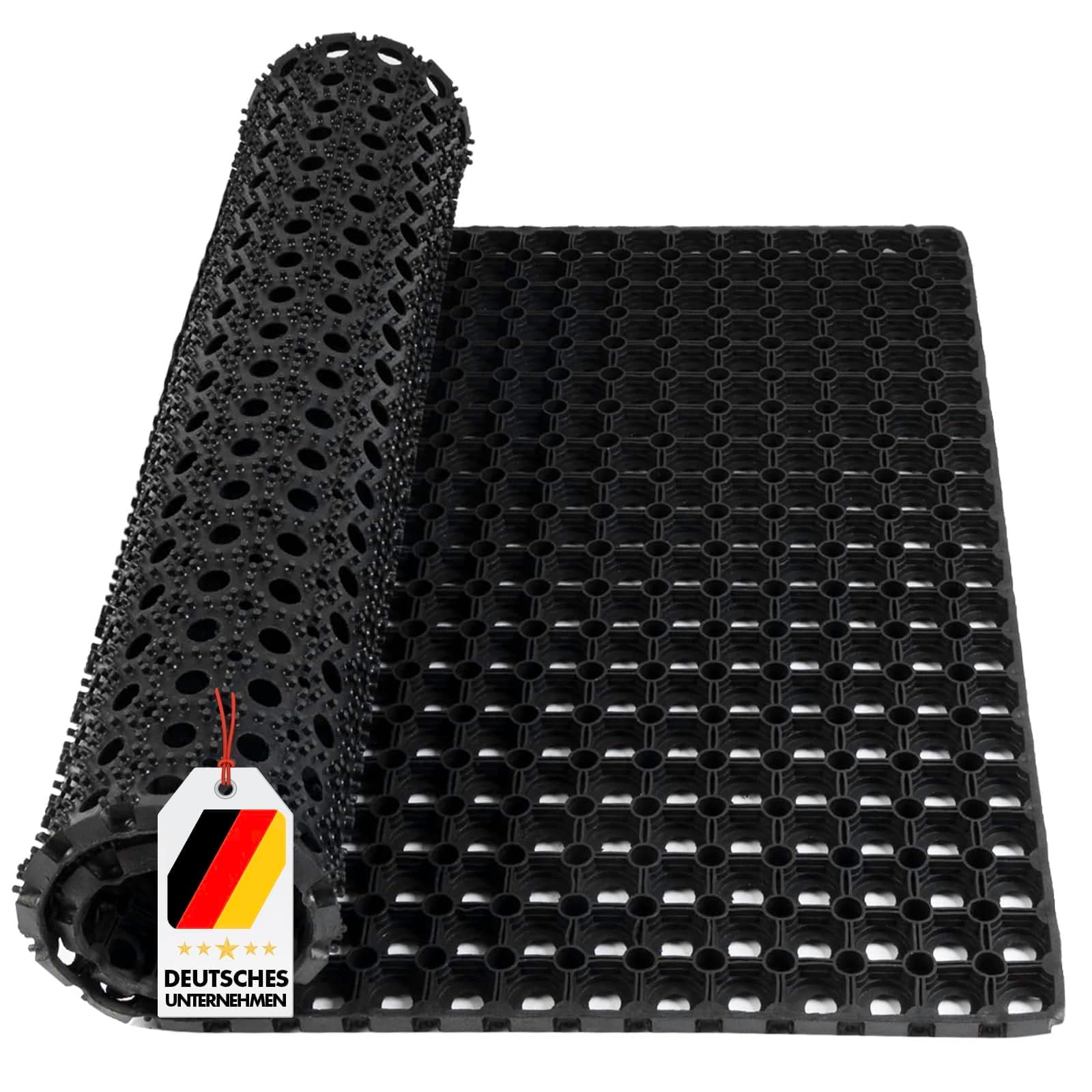 KARAT Ringgummimatte - Türvorleger, Schmutzfangmatte - Fußmatte aus Gummi - Schmutzfangmatte, Fußabtreter, Wabenmatte, Gummimatte, Drainagematte Octodoor (60 x 80 cm)