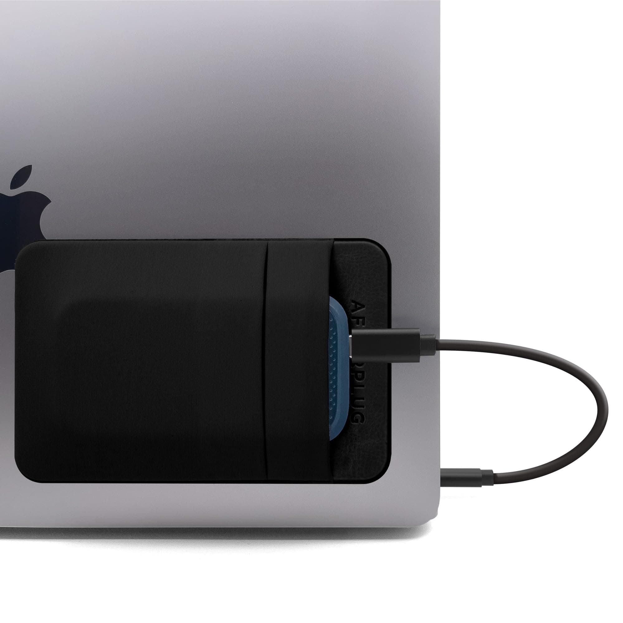 Afterplug 2-Taschen-Klebetasche für Laptop, kompatibel mit externem tragbarem SSD, Magic Mouse, USB-Kabel und mehr - Schwarz Schwarz SSD