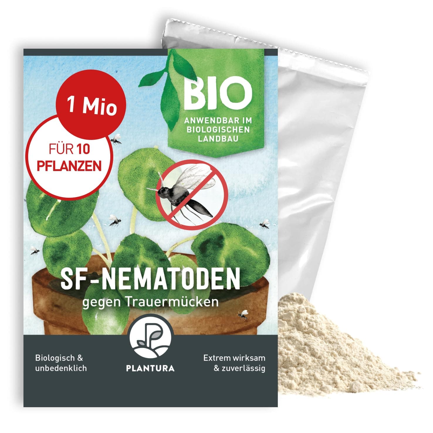 Plantura SF-Nematoden gegen Trauermücken, zum Gießen, hochwirksam & biologisch, Nützlinge aus Deutschland, 1 Mio für 1 m²/ ca. 10 Pflanzen SF-Nematoden 1 Mio - 10 Pflanzen