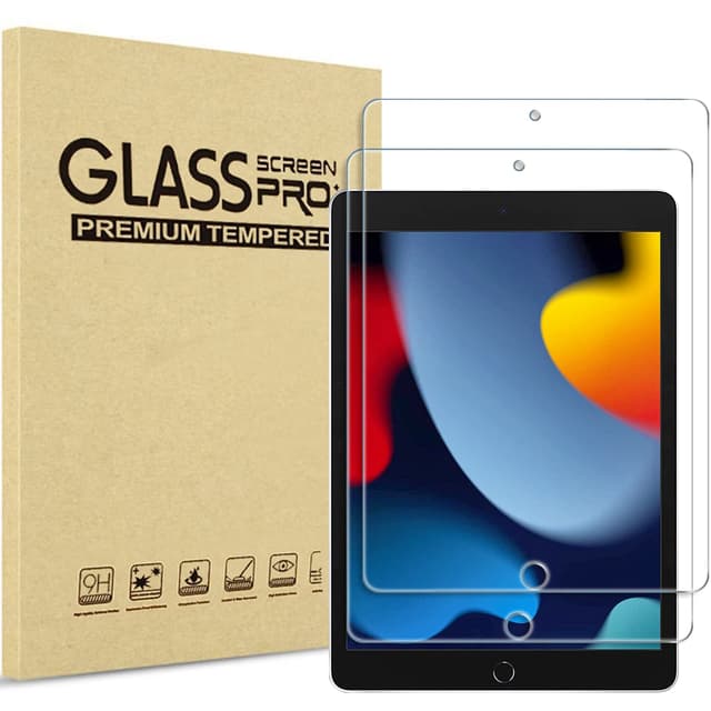 ProCase 2 Stück Schutzfolie für iPad 10,2 Zoll 9. / 8. / 7. Generation 2021/2020/2019, Displayschutzfolie 9H Gehärtetes Glas Screen Protector Folie –Klar