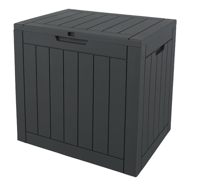 Ondis24 City Cube, Kunststoff Box - Abschließbare Poolbox, Gartenbox Wasserdicht, 110L, Anthrazit, 55x43x53cm Außenmaß, 75Kg Gewichts- & Sitzbelastbarkeit - Ideal für Wohnungs-, Pool- & Gartenbesitzer 110 Liter Anthrazit