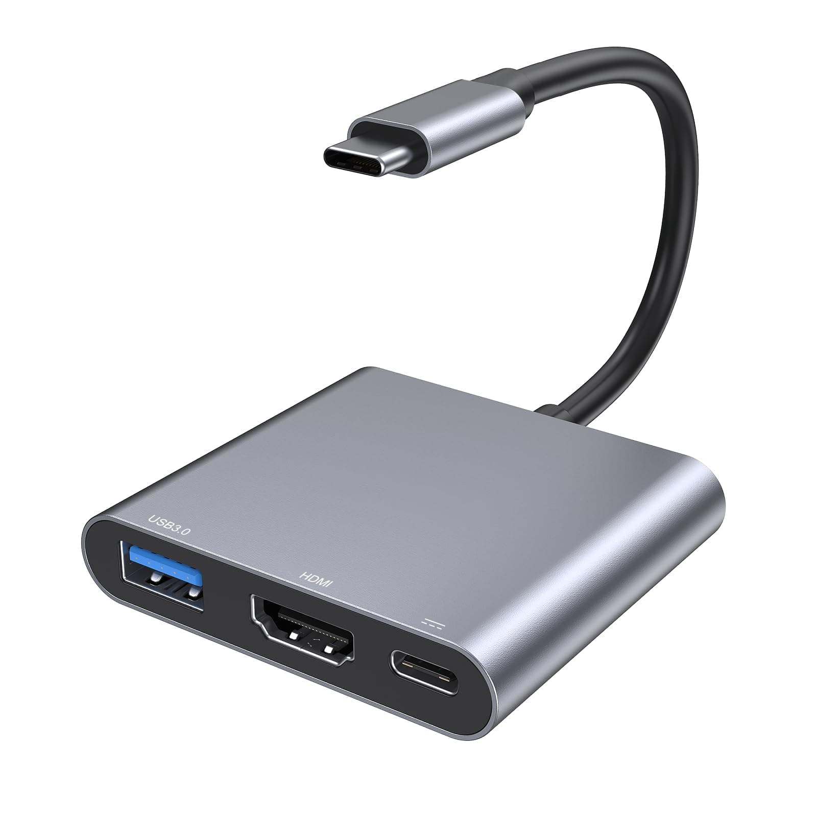USB C HDMI Adapter, USB-C Digital AV Multiport Hub mit 4K HDMI, USB 3.0 & 100W PD, Typ C auf Hdmi Adapter für MacBook Pro/Air, iPad Pro/Air, Samsung, Surface, HP 3 IN 1 USB C Hub